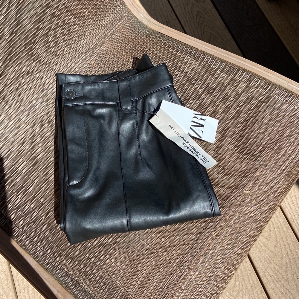 NWT Zara Full Length Faux Leather Pants